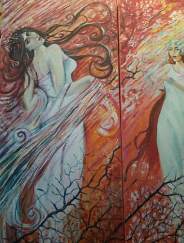 tryptyk  kazdy obraz z osobna 40 x cm   olej